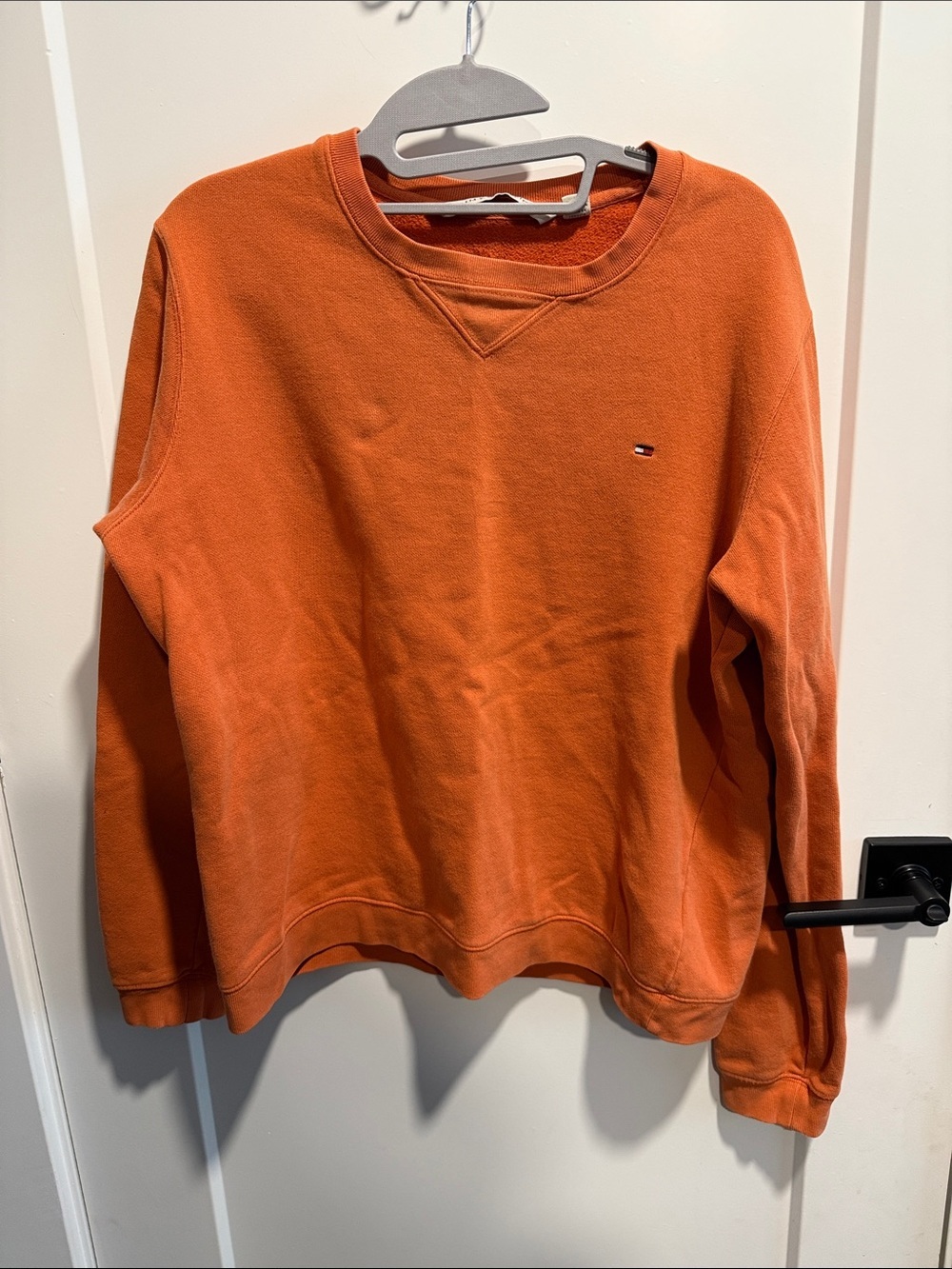 Tommy Hilfiger Y2K Orange Pullover Sweatshirt with Micro Flag Vintage Sz Large